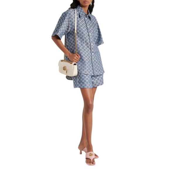 Gucci Pink Heeled Marmont Double G quilted thong sandals Gold GG 39 - Picture 7 of 7